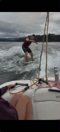Carving behind the boat